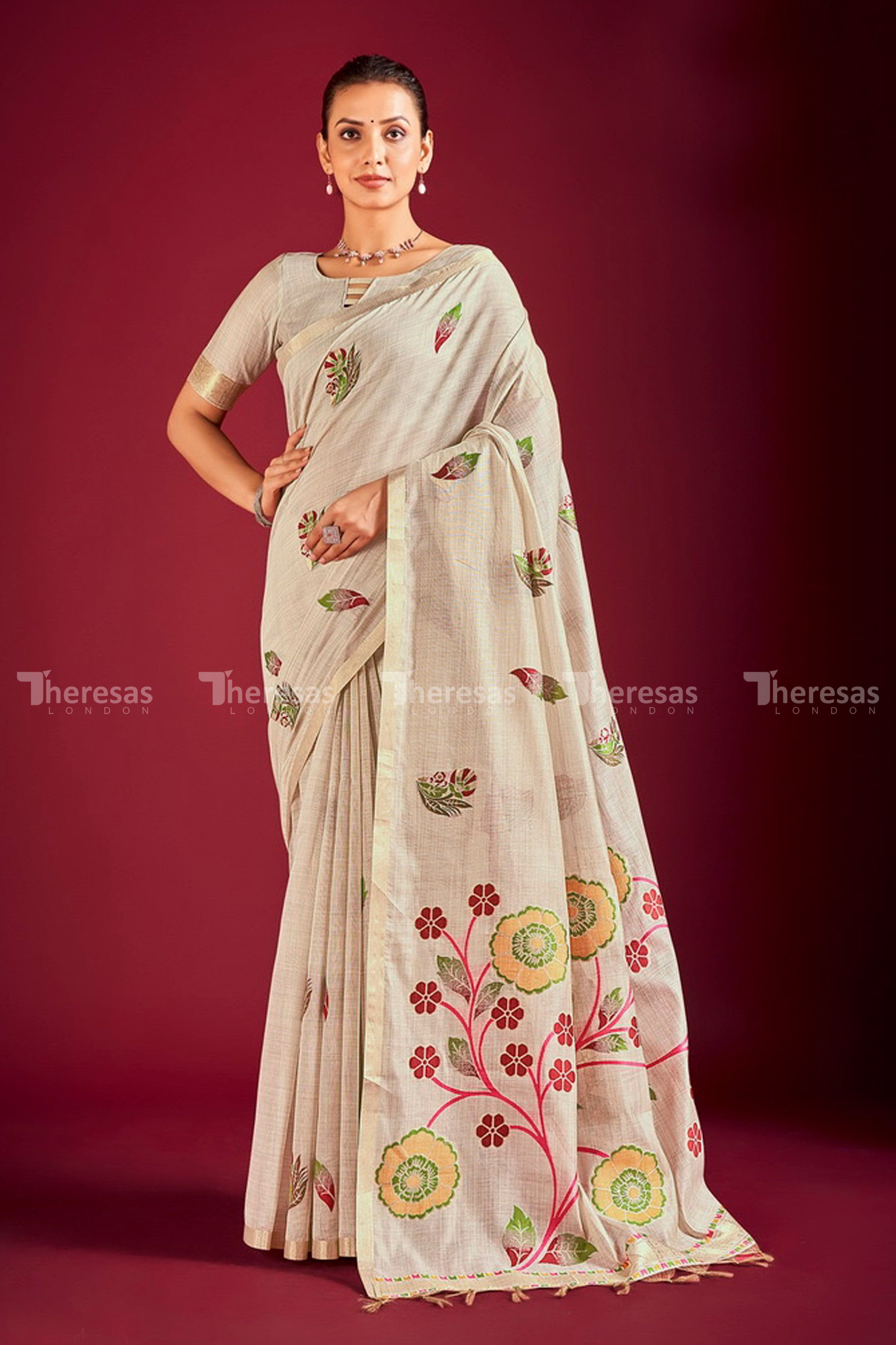 Linen Party Wear Saree with Stitched Blouse(SAR-441)