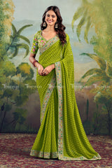 Georgette Saree with Stitched blouse