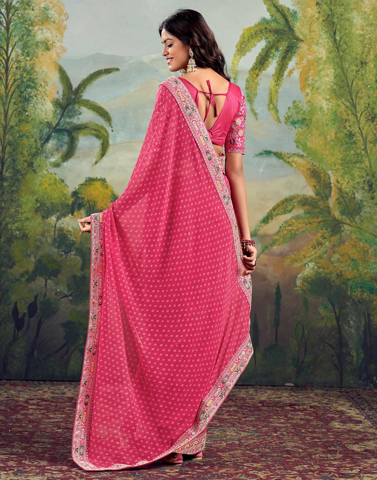 Georgette Saree with Stitched blouse