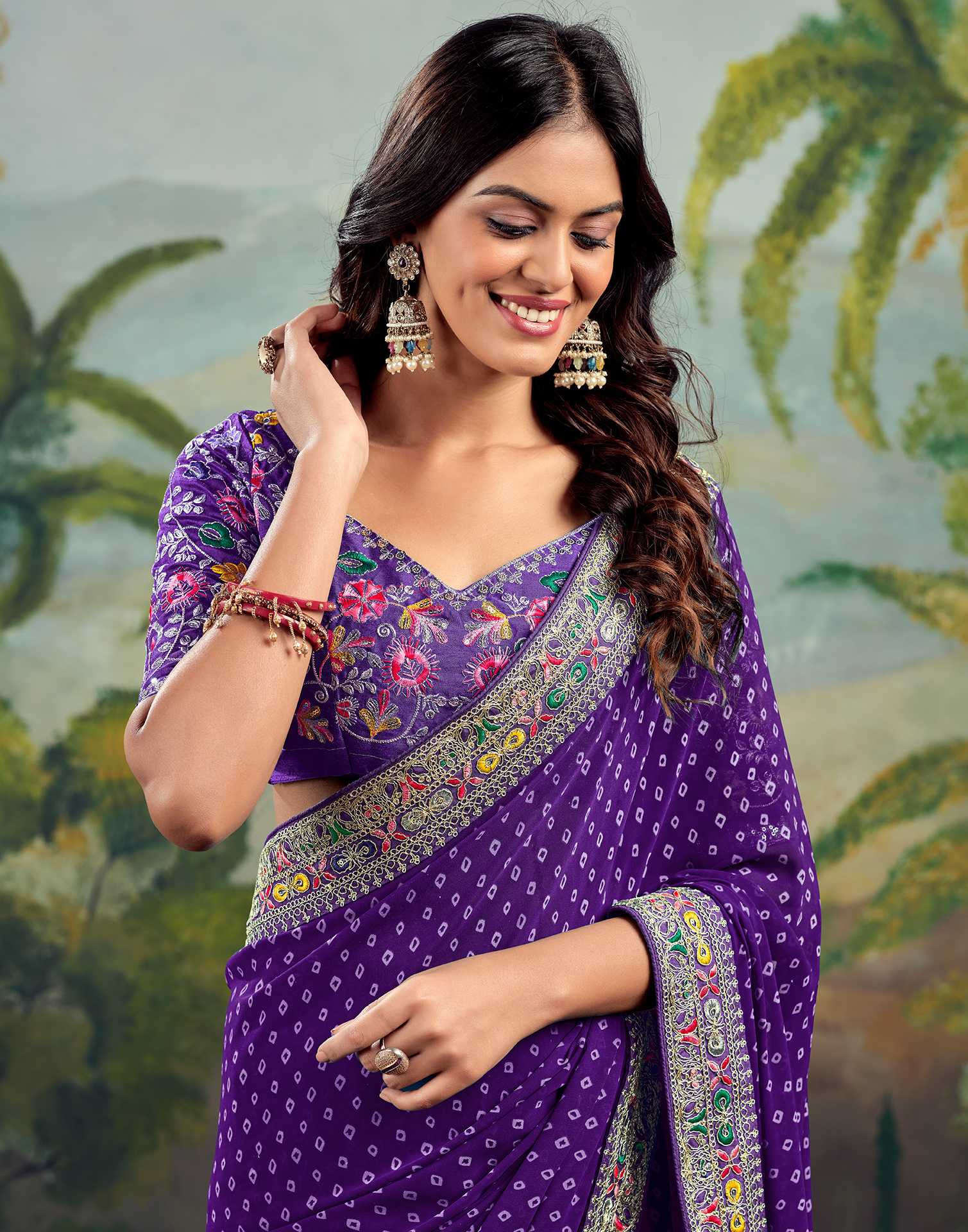 Georgette Saree with Stitched blouse