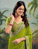 Georgette Saree with Stitched blouse