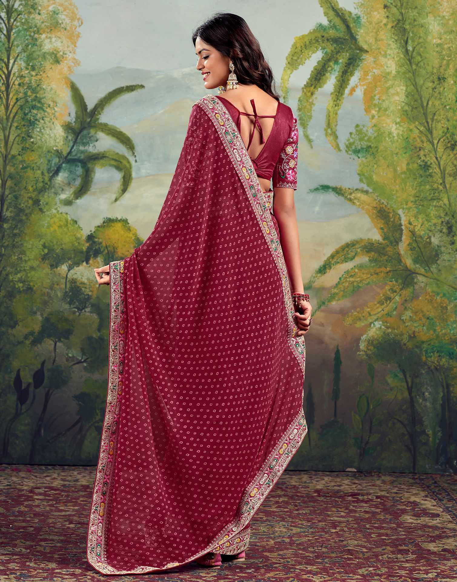 Georgette Saree with Stitched blouse