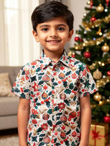 Holly leaves and baubles Christmas  Shirt - Boys (KBD-010)
