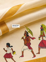 Golden Kasavu Printed Mundu