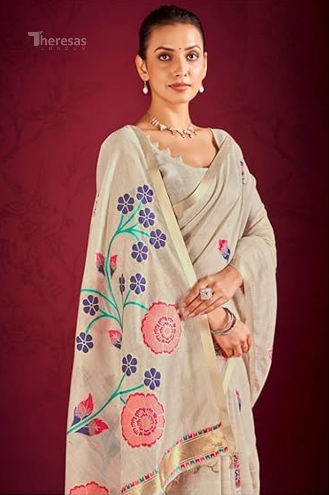 Linen Party Wear Saree with Stitched Blouse(SAR-441)