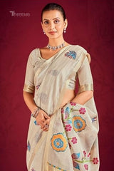 Linen Party Wear Saree with Stitched Blouse(SAR-441)